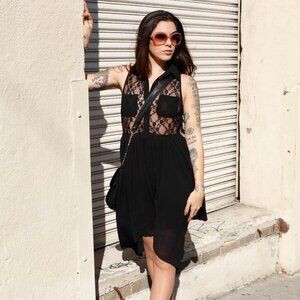 Esley Black High Low Lace Dress